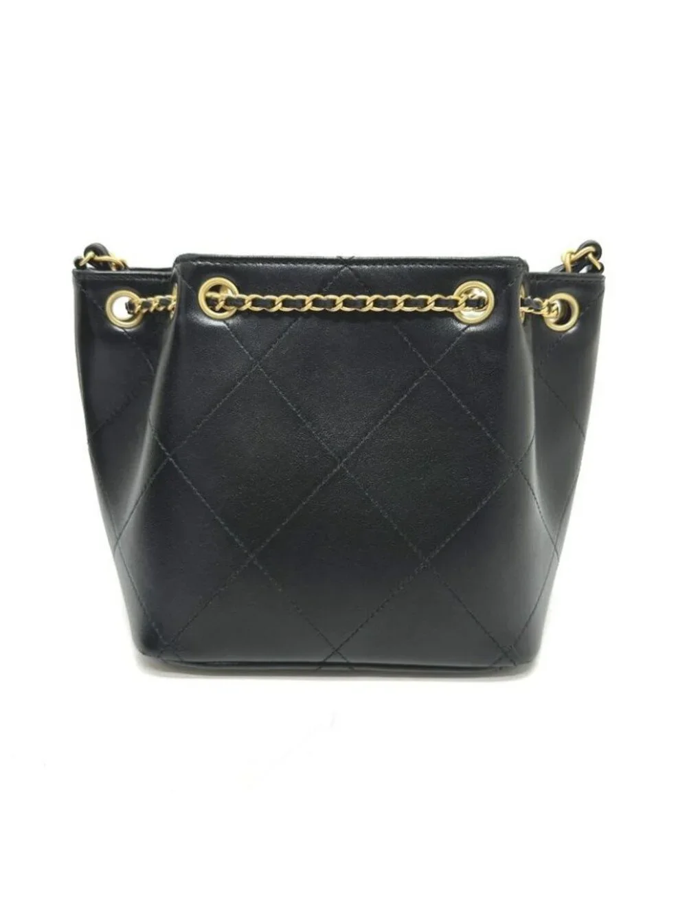 Chanel Shoulder Bag Draw St Ring Icon As5824 Leather Black